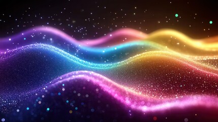 Fototapeta premium Abstract rainbow particle waves
