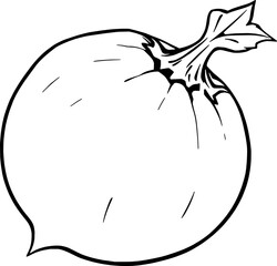 Line Drawing Of A Single Round Vegetable With Stem
