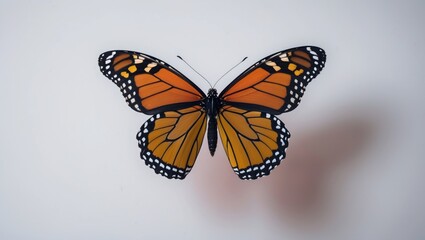 Fototapeta premium Lovely red monarch butterfly displayed with a white background.