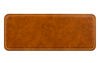 Rectangular Brown Leather Patch with Rounded Corners in 3D render with transparent background