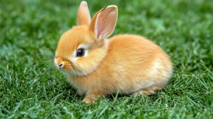 Fototapeta premium Adorable baby bunny in grass