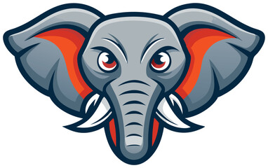 High detail flat vector icon of retro Animal character a elephant head with smooth edges (