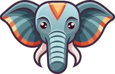 Obraz premium High detail flat vector icon of retro Animal character a elephant head with smooth edges (