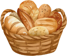 watercolor bread basket