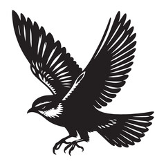 Low Flight Nightjar silhouette with stealth form – Nightjar illustration – Minimalist Nightjar vector – Bird silhouette

