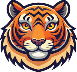 Fototapeta premium High detail flat vector icon of retro Animal character a tiger head with smooth edges