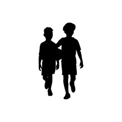 Young footballers stand together vector .