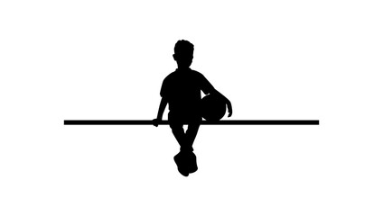 A small child is sitting on a branch on the football field vector.