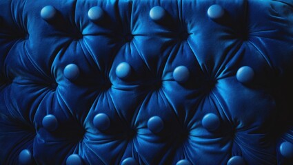 Textured blue fabric with bumpy, quilted surface and decorative stitching, showcasing contemporary upholstery design.