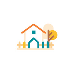 Vector illustration of a cozy house with yard for real estate, home decor, and lifestyle branding