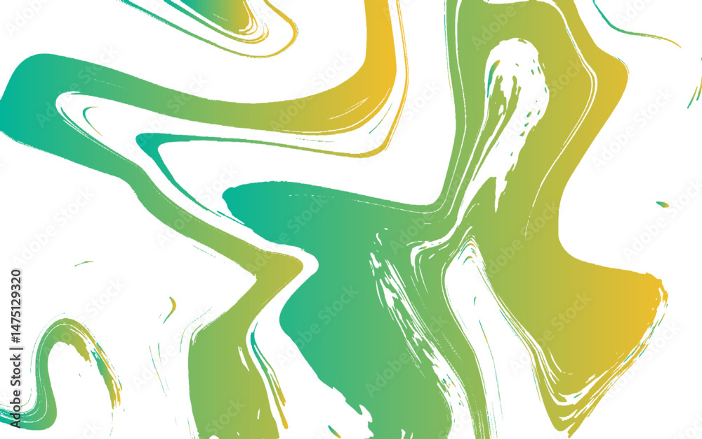 Leinwandbilder Abstract fluid art composition with swirling and marbled textures and  vibrant green and blue gradient. Dynamic irregular wave lines with smooth curves and glossy. Marble and liquid grunge texture 