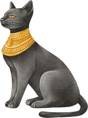 watercolor egyptian god cat