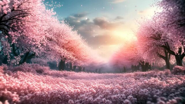 Japanese cherry garden in the spring time video cherry blossoms drone footage cherry blowing video sakura bloom video cherry blowing drone video footage