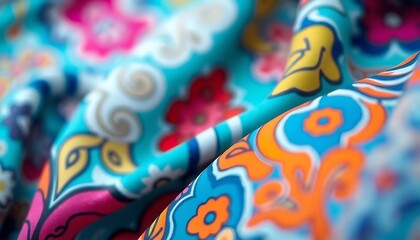 close up of a colorful tie on a table