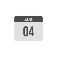 calender icon, 04 august icon with white background