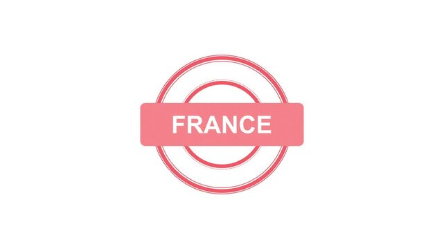 Made in France stamp with alpha channel on black background.
