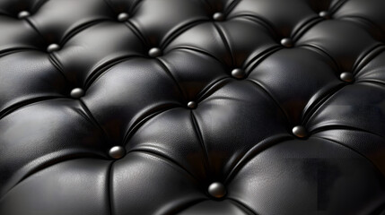 Obraz premium This image showcases a refined black leather tufted background, featuring a pattern of buttons that adds depth and a sense of luxury and sophistication to the visual appeal.