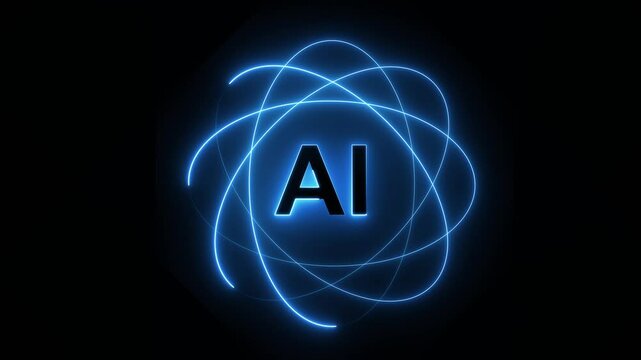AI icon with neon radius around. Concept for AI and technology concept. Able use graphic isolated on transparent background.