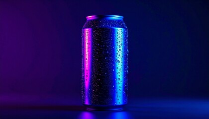 soda can on neon background