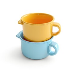 Two colorful plastic cups stacked atop one another.