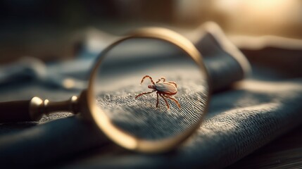 Close-up of Tick Under Magnifying Glass