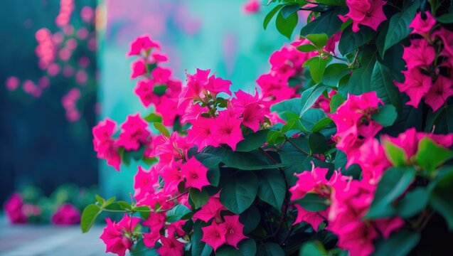 Bougainvillea, a plant known for its pink floral display.