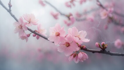 Zoomed-in Shot of Sakura Petals and Branches