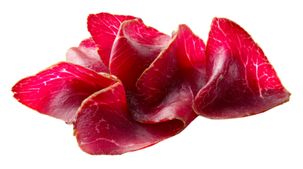 Delicious slices of cured meat with rich red color and textures