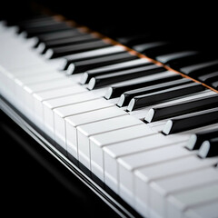 Naklejka premium Monochrome close-up of piano keys with shallow depth of field and cinematic lighting