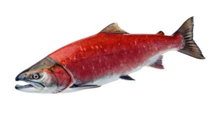 Sockeye salmon animal PNG, sockeye fish PNG, red salmon PNG, freshwater fish PNG, transparent background image