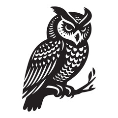 Defined Eyes Owl silhouette, clean aesthetic – Owl illustration – Minimalist Owl vector – Bird silhouette


