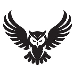 Obraz premium Sharp Beak Owl silhouette under night sky – Owl illustration – Minimalist Owl vector – Bird silhouette