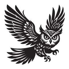 Wise Presence Owl silhouette – Owl illustration – Minimalist Owl vector – Bird silhouette

