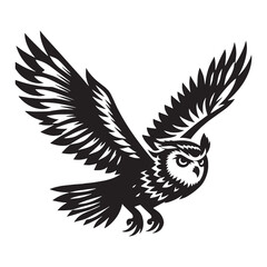Moonlit Owl silhouette with clean lines – Owl illustration – Minimalist Owl vector – Bird silhouette

