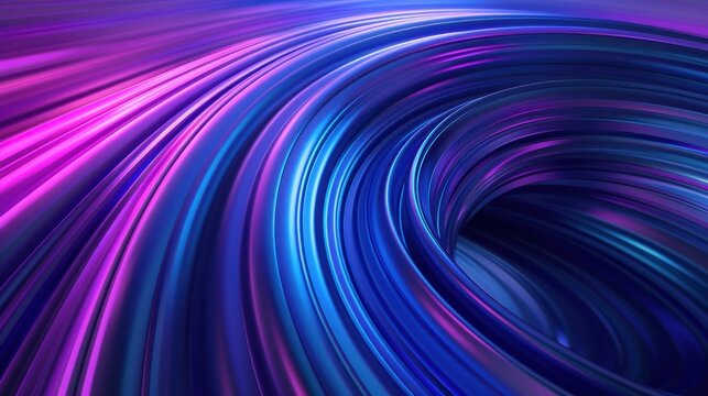 Illustration futuristic high speed blue and purple abstract curved movement. Generated AI image