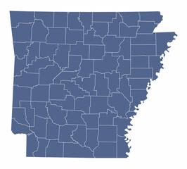 Obraz premium Arkansas State administrative map