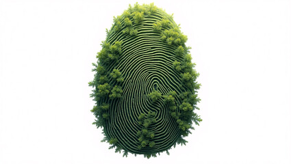 A unique tree-shaped fingerprint symbolizing environmental awareness and the impact of human activity on the Earth