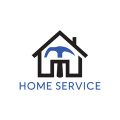 Professional Home Service Logo Design – House & Hammer Icon, Real Estate Repair Logo Design