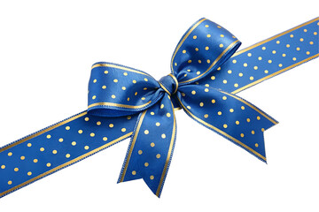 Blue ribbon bow isolated on transparent background