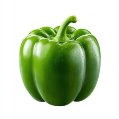 Green bell pepper isolated on white background for cooking and nutrition uses.