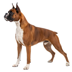 The Regal Boxer: A handsome boxer, posed with dignity and grace, exudes strength and alertness, against a backdrop of simple elegance.