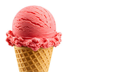 Pink Ice Cream Scoops Isolated on White Background, Berry Ice Cream Scoops on white background, Triple Scoop of Pink Ice Cream on white background