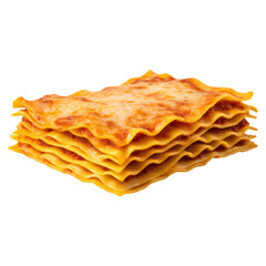 Delicious Layers of Cheesy Lasagna Served on a Plain Background, isolated on transparent background.