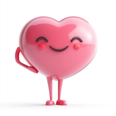 Playful pink heart character with a happy expression.