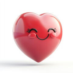 Smiling red heart shape with kawaii features.