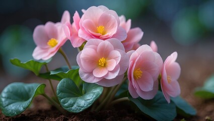 Floral beauty of begonia: vibrant blooms and glossy foliage