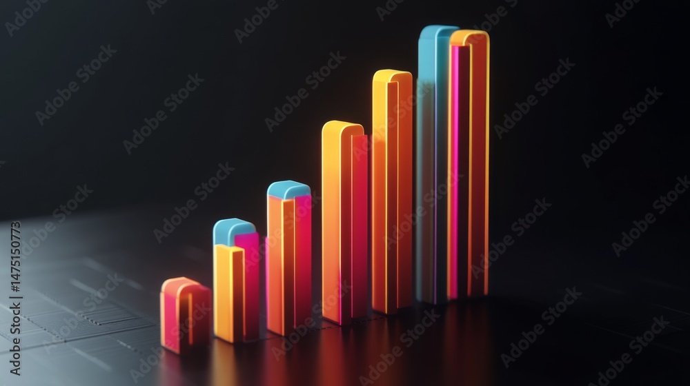 Aufkleber a colorful d financial bar graph showcasing sales data over time, with animated effects on the bars,
