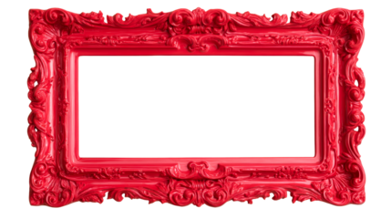 Unique ornate red frame with transparent background for decoration