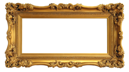 Decorative golden picture frame with intricate design details
