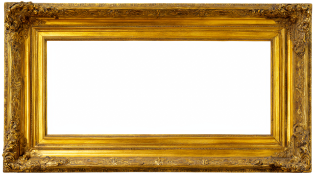 Elegant golden frame with empty space for artwork display